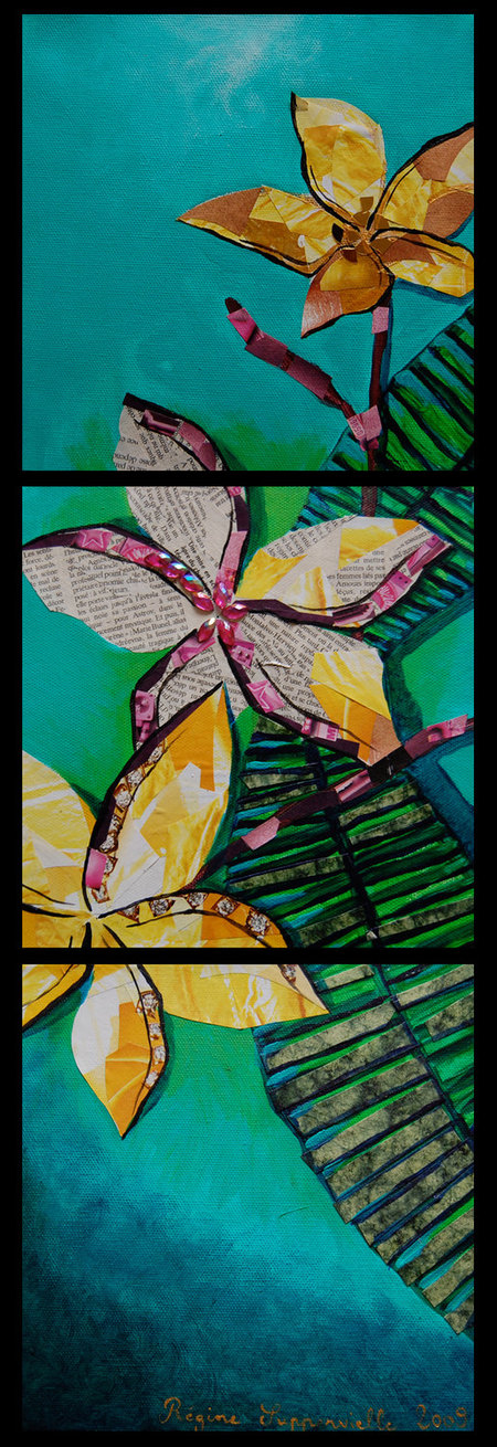 VENDU/ SOLD Plumeria - 60x20 cm - 24x8 inches -  All rights reserved.